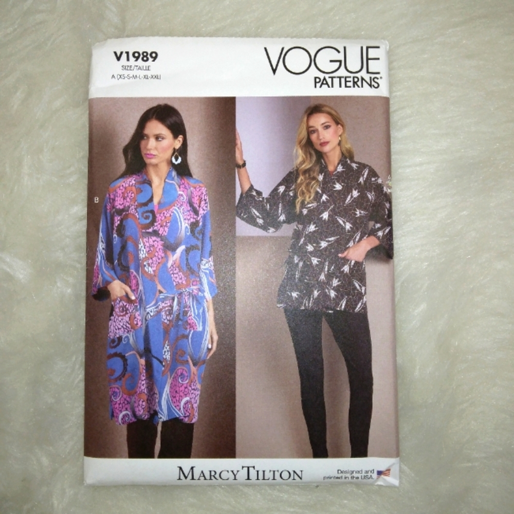 VOGUE V1989 Sz XS-XXL Misses' Kimono Style Jacket In 2 Lengths By Marcy Tilton